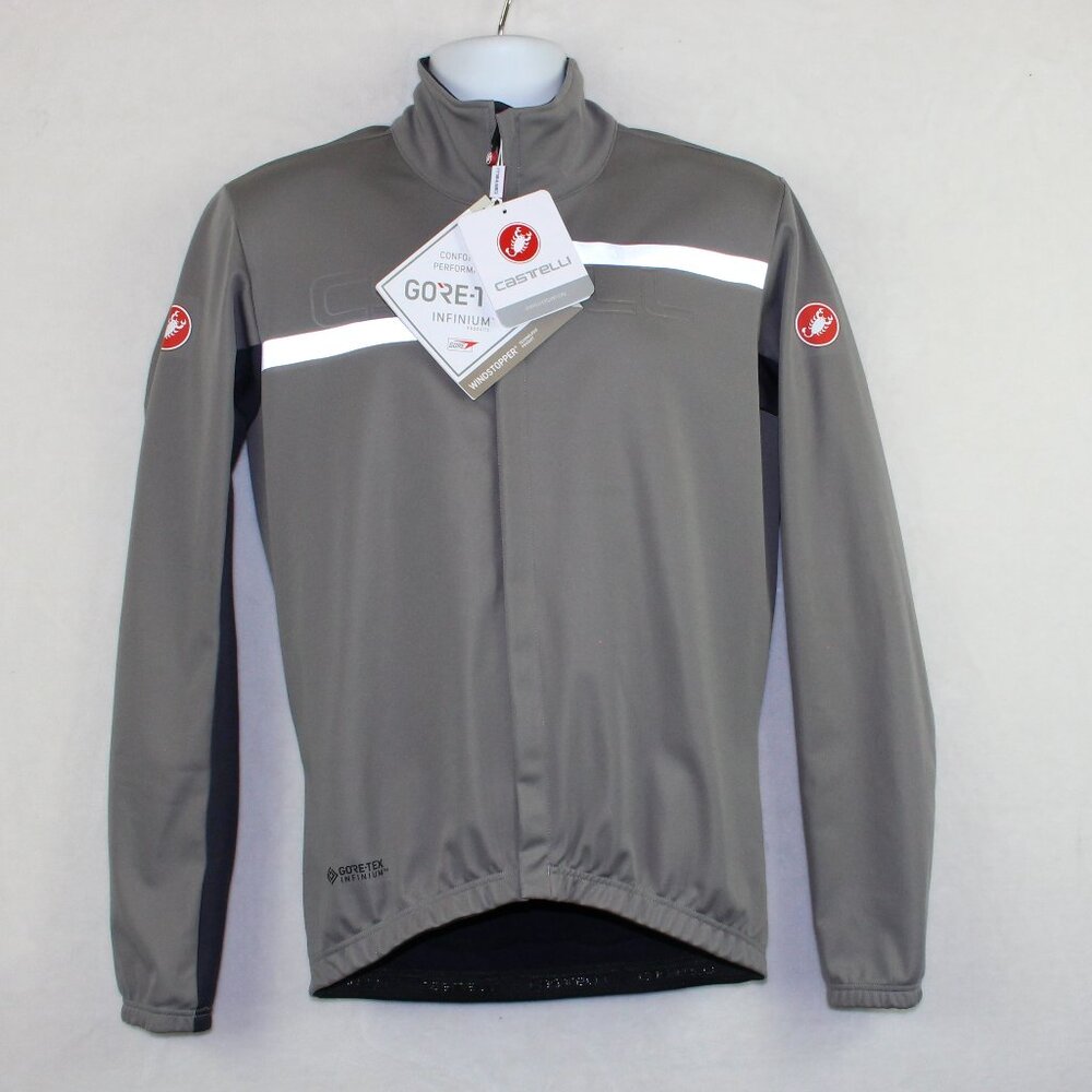Castelli Transition Grey Silver Cycling Zip Jacket (Men Large)